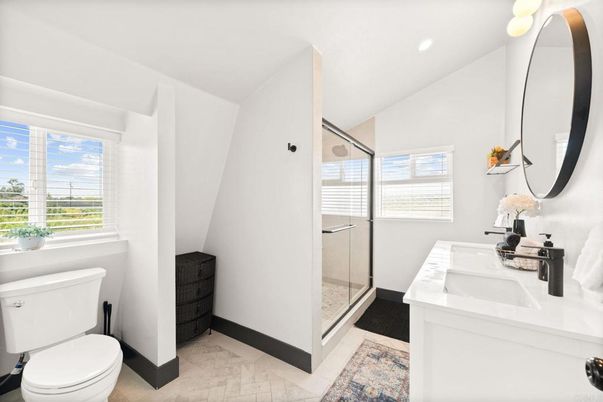 Bathroom, Glass Shower, Interior, Recessed Lighting