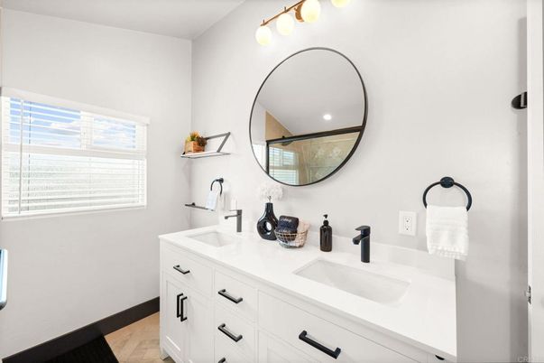 Bathroom, Dual Sink Vanities, Interior, Wood Texture Flooring
