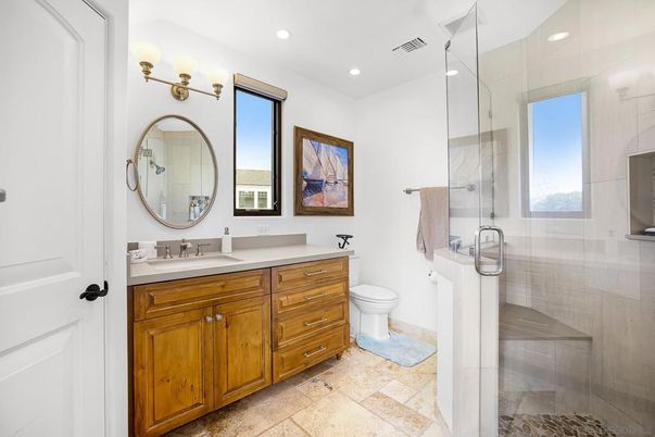 Bathroom, Glass Shower, Interior, Recessed Lighting