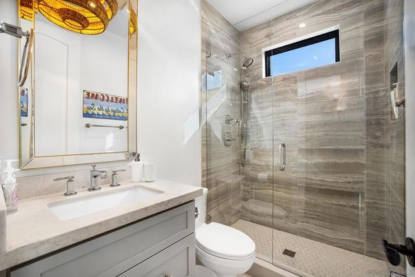 Bathroom, Glass Shower, Interior, Recessed Lighting