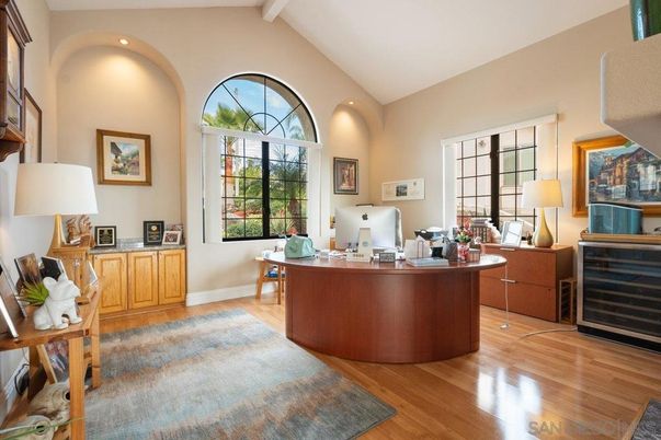 Home Office, Interior, Recessed Lighting, Wood Texture Flooring