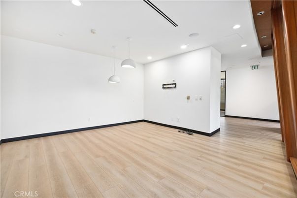 Empty room, Interior, Pendant Lights, Recessed Lighting, Wood Texture Flooring