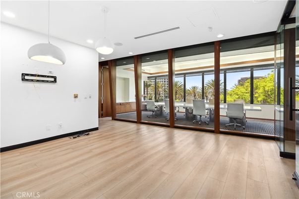 Empty room, Interior, Pendant Lights, Recessed Lighting, Wood Texture Flooring