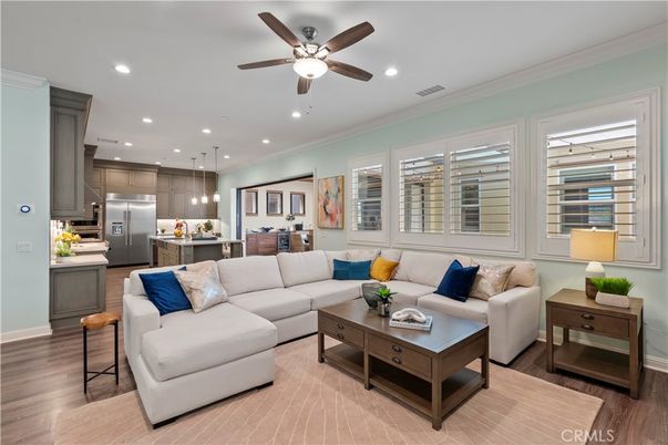 Interior, Kitchen, Living room, Pendant Lights, Recessed Lighting, Stainless Steel Appliances, Wood Texture Flooring