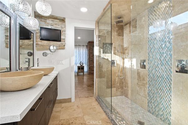 Bathroom, Dual Sink Vanities, Glass Shower, Interior, Recessed Lighting