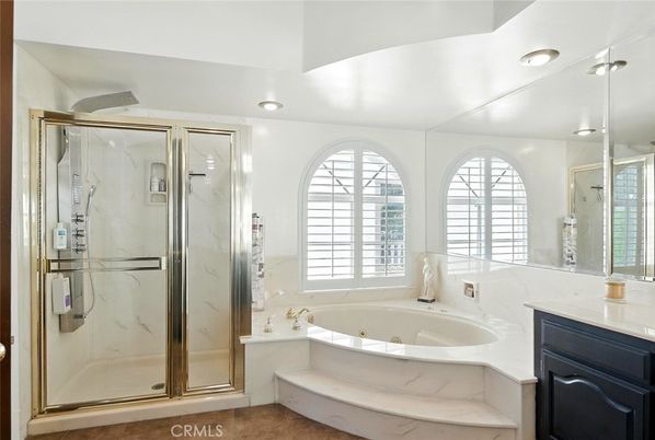 Bathroom, Glass Shower, Interior, Marble Walls, Recessed Lighting