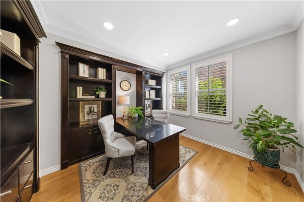 Home Office, Interior, Recessed Lighting, Wood Texture Flooring