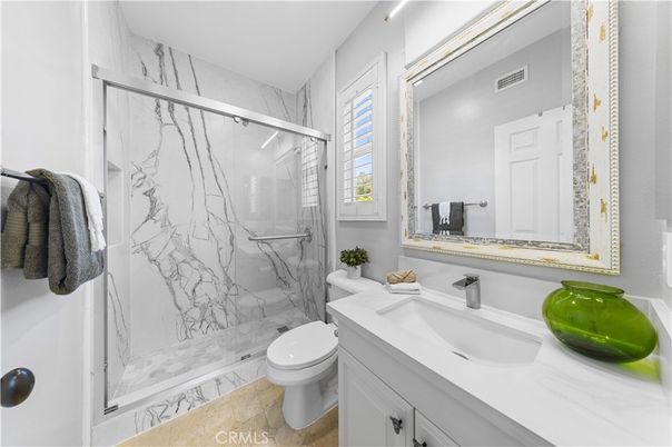 Bathroom, Glass Shower, Interior, Marble Walls