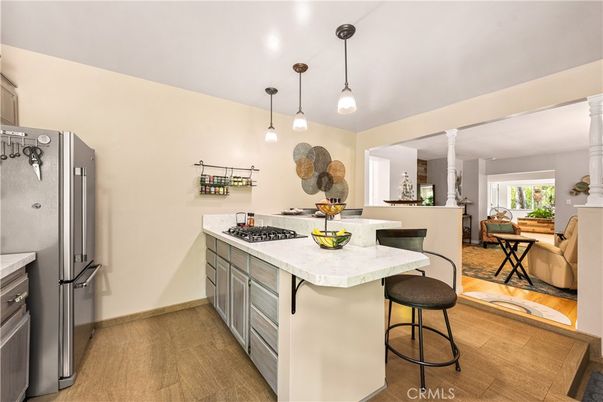 Interior, Kitchen, Pendant Lights, Wood Texture Flooring