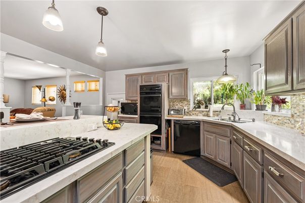 Interior, Kitchen, Pendant Lights, Wood Texture Flooring