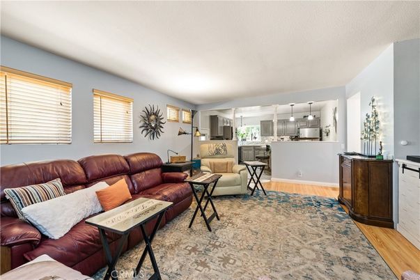 Interior, Kitchen, Living room, Pendant Lights, Wood Texture Flooring