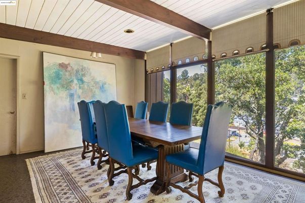 Dining room, Interior, Recessed Lighting, Wooden Beams