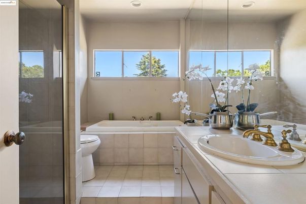 Bathroom, Glass Shower, Interior, Recessed Lighting, Tile Countertops