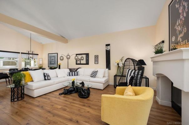 Fireplace, Interior, Living room, Pendant Lights, Wood Texture Flooring