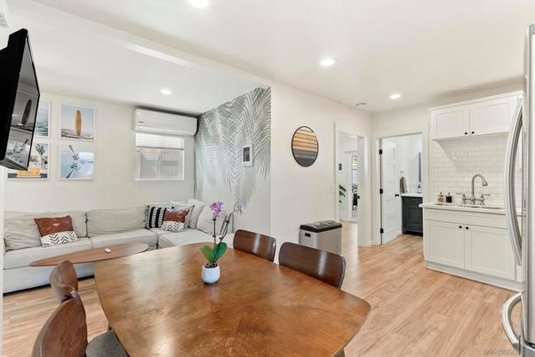 Dining room, Interior, Kitchen, Living room, Recessed Lighting, Wood Texture Flooring
