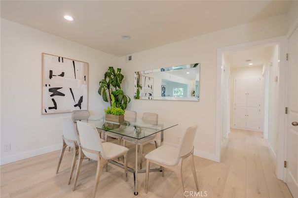 Dining room, Interior, Recessed Lighting, Wood Texture Flooring