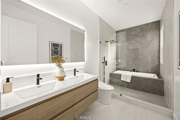 Bathroom, Dual Sink Vanities, Glass Shower, Interior