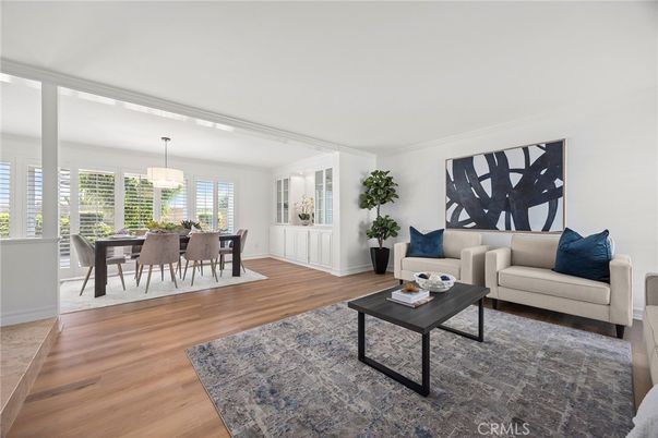 Dining room, Interior, Living room, Pendant Lights, Wood Texture Flooring