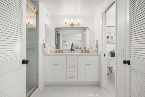 Bathroom, Dual Sink Vanities, Glass Shower, Interior