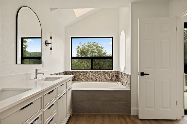 Bathroom, Dual Sink Vanities, Interior, Wood Texture Flooring
