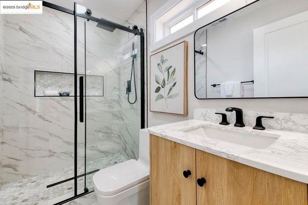 Bathroom, Glass Shower, Interior, Marble Walls