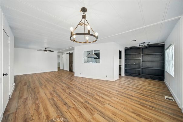 Empty room, Interior, Pendant Lights, Wood Texture Flooring