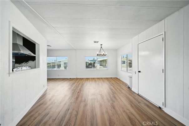 Empty room, Interior, Pendant Lights, Wood Texture Flooring