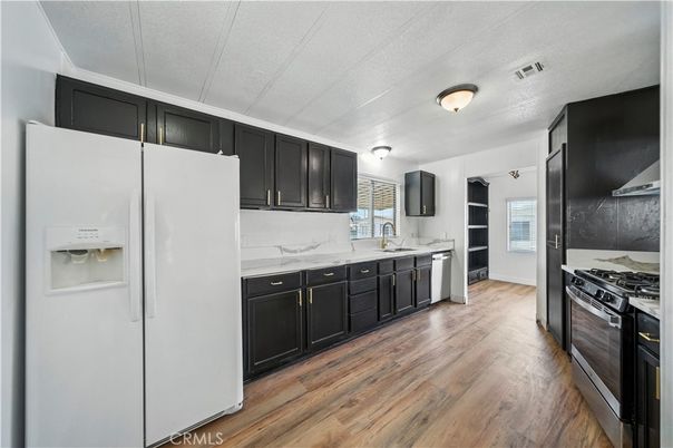 Interior, Kitchen, Stainless Steel Appliances, Wood Texture Flooring