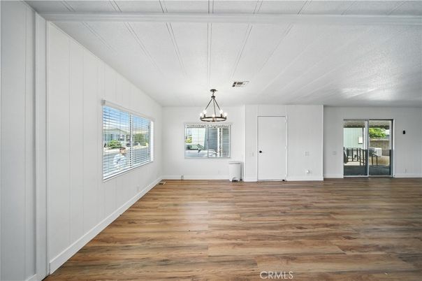 Chandelier, Empty room, Interior, Pendant Lights, Wood Texture Flooring