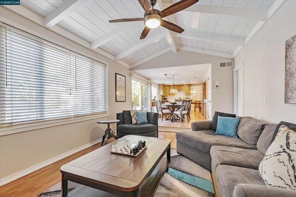 Dining room, Interior, Kitchen, Living room, Pendant Lights, Wood Texture Flooring