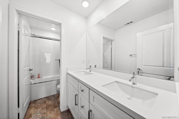 Bathroom, Dual Sink Vanities, Glass Shower, Interior, Recessed Lighting