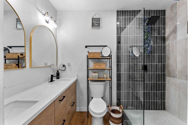 Bathroom, Dual Sink Vanities, Glass Shower, Interior