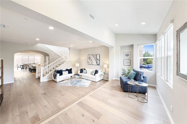 Interior, Living room, Recessed Lighting, Wood Texture Flooring