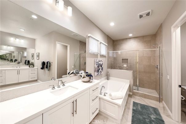 Bathroom, Dual Sink Vanities, Glass Shower, Interior, Recessed Lighting