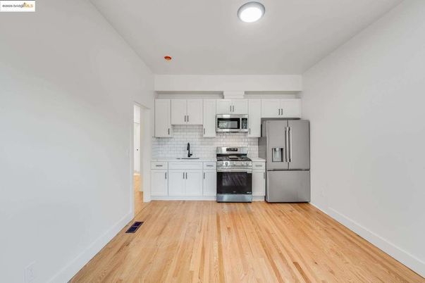 Interior, Kitchen, Stainless Steel Appliances, Wood Texture Flooring