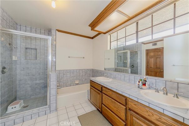 Bathroom, Dual Sink Vanities, Glass Shower, Interior, Tile Countertops