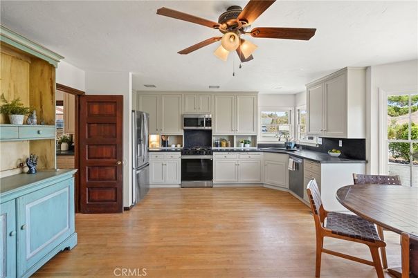 Interior, Kitchen, Stainless Steel Appliances, Wood Texture Flooring