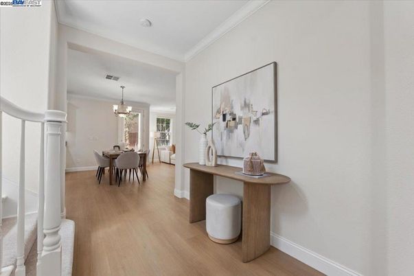 Chandelier, Dining room, Interior, Wood Texture Flooring