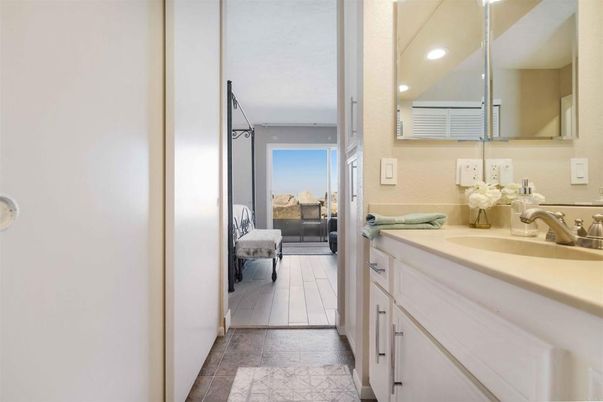 Bathroom, Bedroom, Dual Sink Vanities, Interior, Recessed Lighting, Wood Texture Flooring
