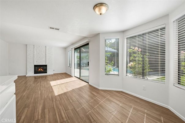 Empty room, Fireplace, Interior, Wood Texture Flooring