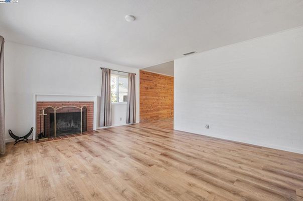 Empty room, Fireplace, Interior, Wood Texture Flooring, Wooden Walls