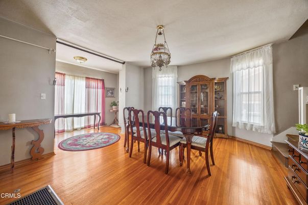 Chandelier, Dining room, Interior, Wood Texture Flooring