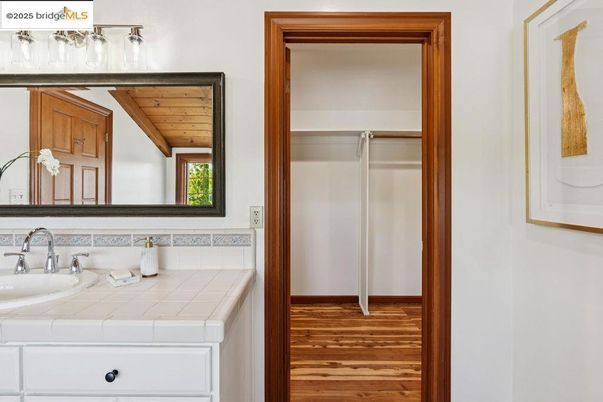 Bathroom, Interior, Tile Countertops, Wood Texture Flooring