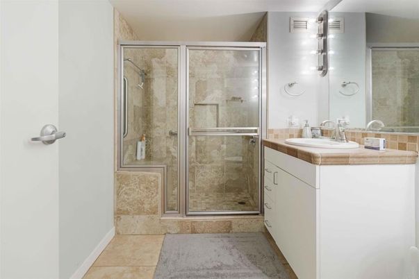Bathroom, Glass Shower, Interior, Tile Countertops