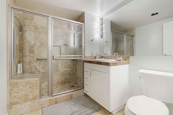 Bathroom, Glass Shower, Interior, Recessed Lighting