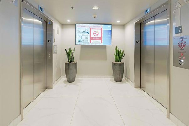 Elevator, Interior, Marble, Recessed Lighting