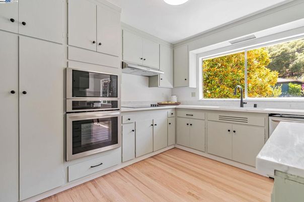 Interior, Kitchen, Stainless Steel Appliances, Wood Texture Flooring