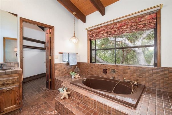 Bathroom, Interior, Pendant Lights, Wooden Beams