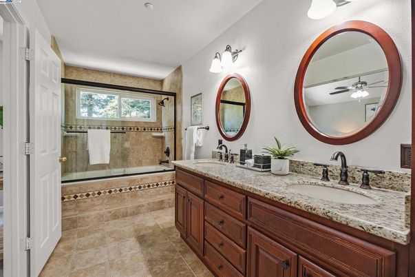 Bathroom, Dual Sink Vanities, Glass Shower, Interior