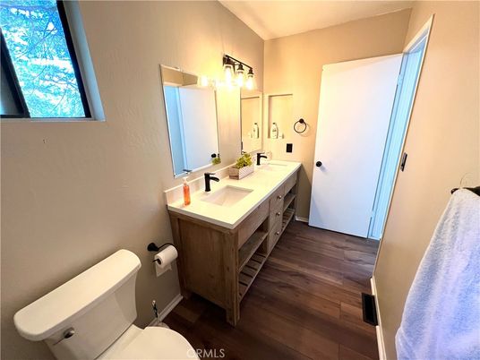 Bathroom, Dual Sink Vanities, Interior, Wood Texture Flooring